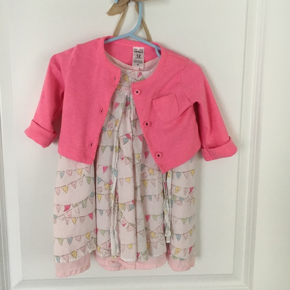 12 Month Baby Dress + Cardigan, Easter Outfit